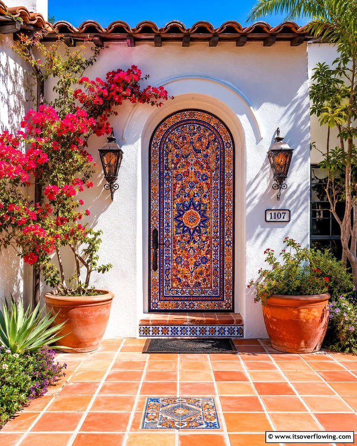 Colorful Mosaic Patterns - 25 Door Painting Ideas to Add Personality to Your Home