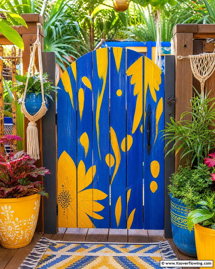 Colorful Painted Doorway - 30 Deck Gate Ideas for Safety and Outdoor Style