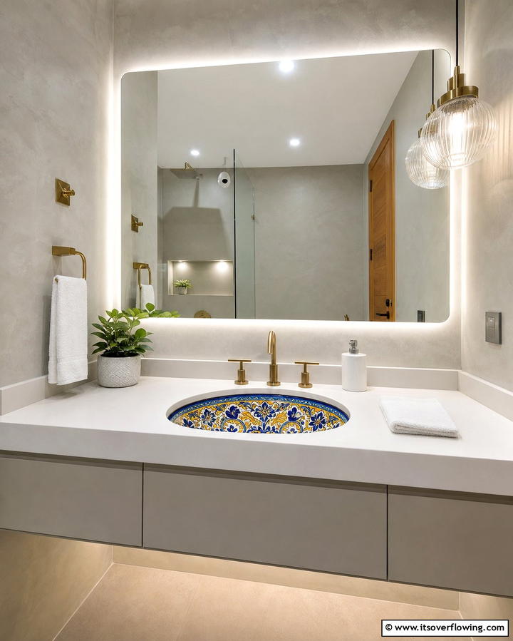 Colorful Painted Sinks - 25 Mexican Bathroom Ideas for a Vibrant and Cultural Space