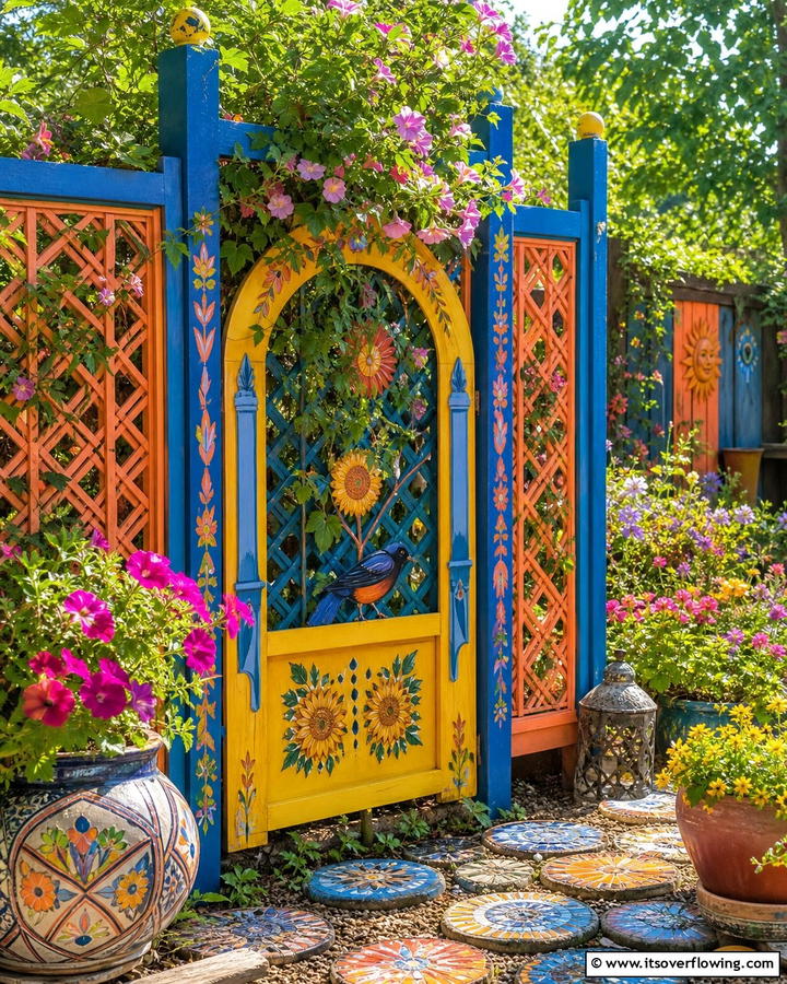 Colorful Painted Trellis - 21 Garden Trellis Ideas to Support Climbing Plants Stylishly