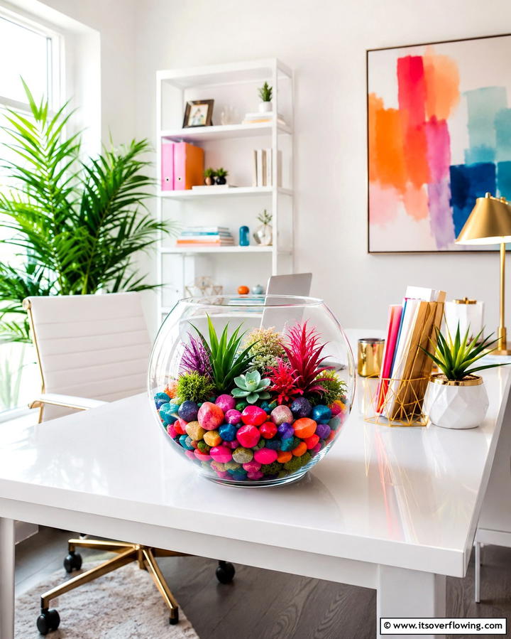 Colorful Pebble Terrarium - 30 Creative Terrarium Ideas for Indoor Gardening Enthusiasts