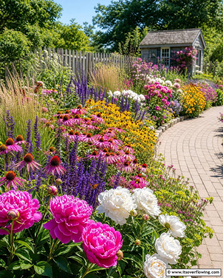 Colorful Perennial Borders - 21 Cottage Garden Ideas Full of Whimsical Blooms