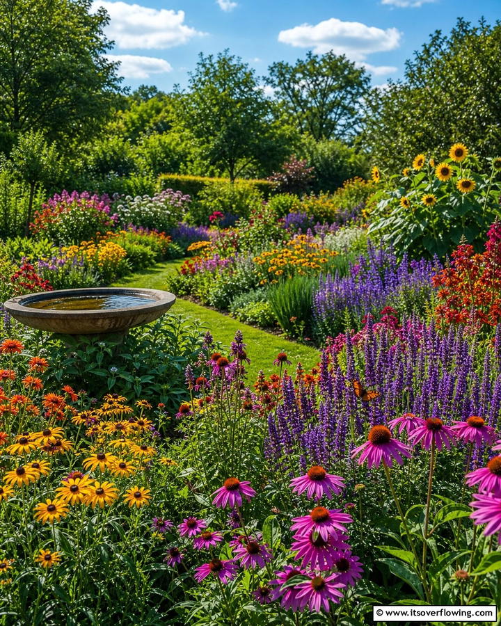 Colorful Pollinator Garden - 30 Garden Layout Ideas- Strategic Planting & Design Tips