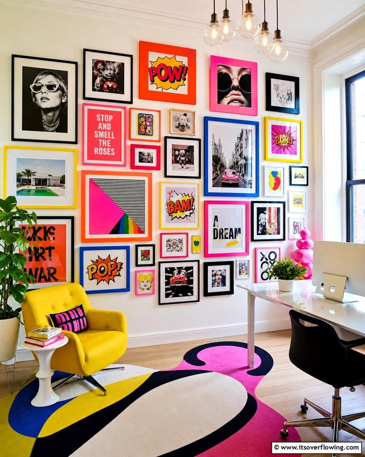 Colorful Pop Art Collage - 21 Photo Wall Arrangements for Personalized Home Galleries
