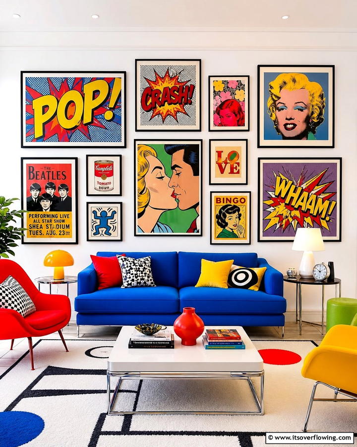 Colorful Pop Art Wall - 21 Media Wall Ideas to Elevate Your Entertainment Zone