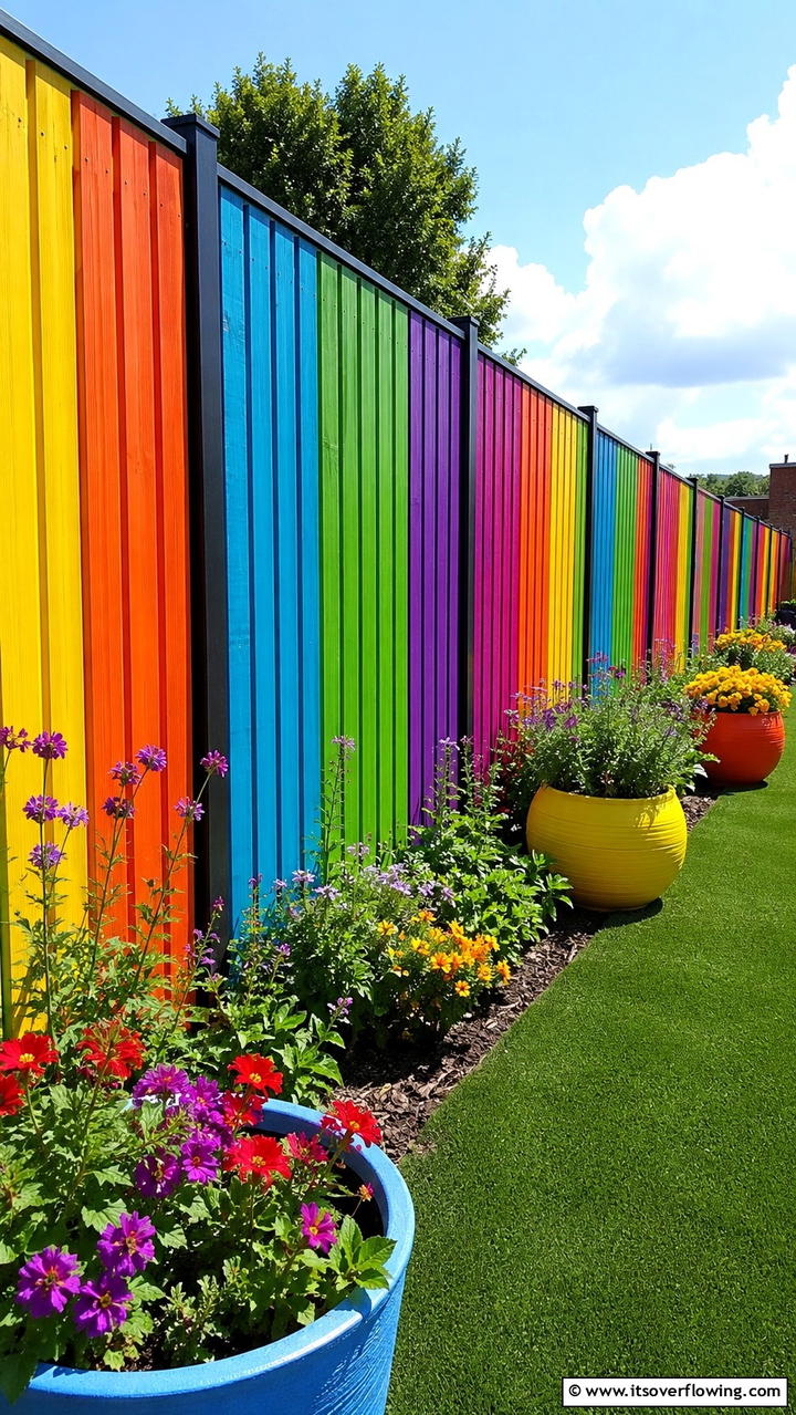 Colorful Recycled Plastic Fence - 30 Cheap Privacy Fence Ideas- Affordable Outdoor Seclusion