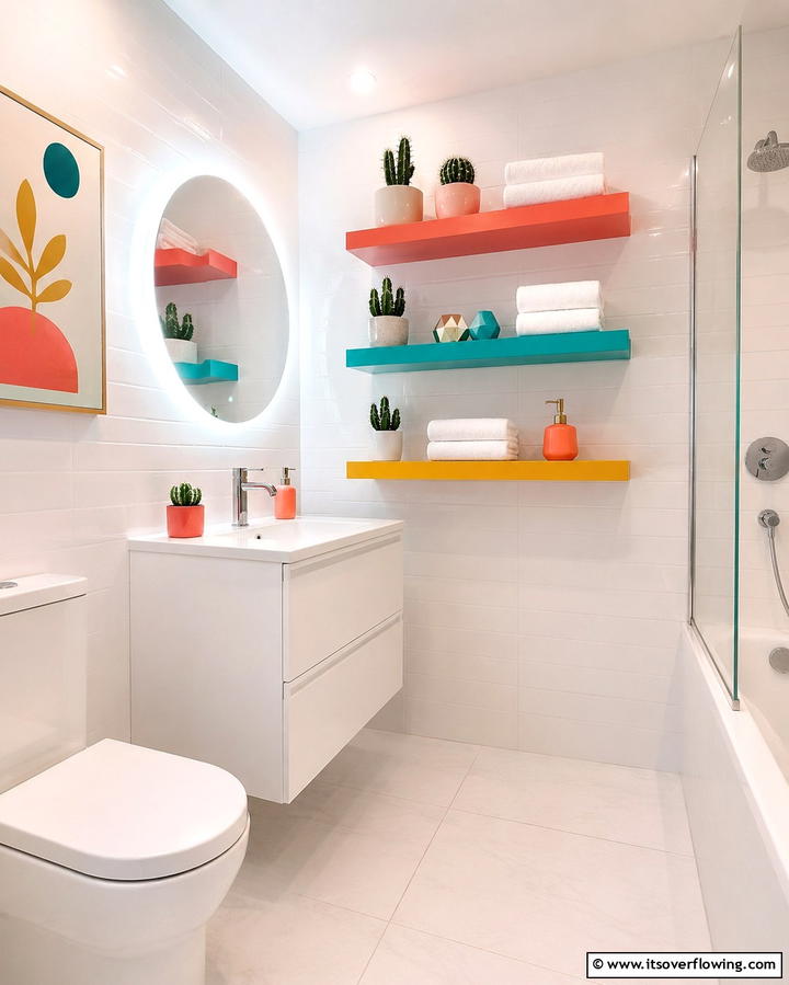Colorful Resin Shelves - 30 Small Bathroom Shelving Ideas for Smart Storage