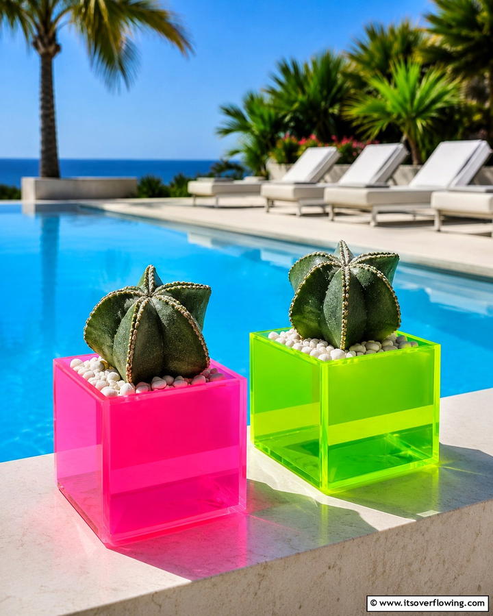 Colorful Resin Succulent Display - 30 Outdoor Succulent Container Ideas for Easy Gardening