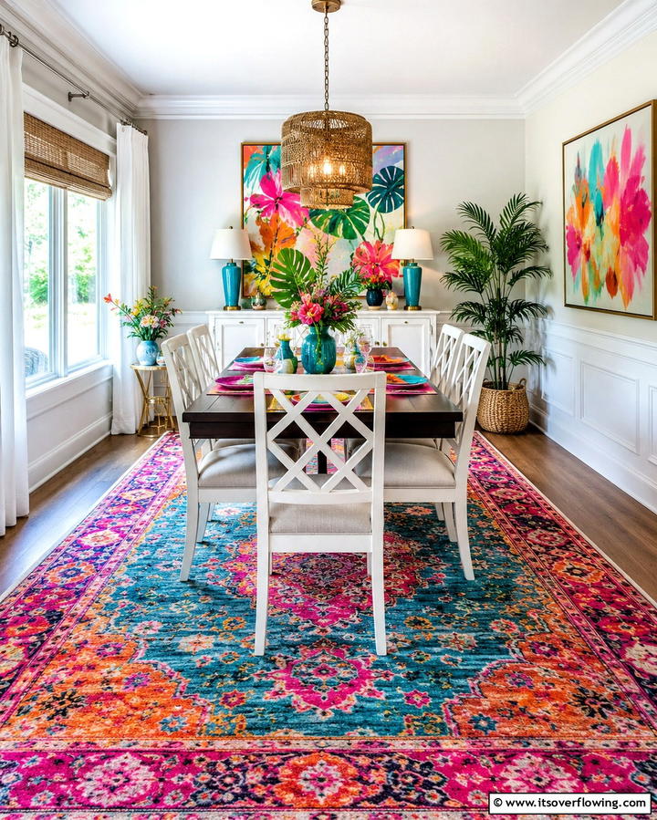 Colorful Rugs for Vibrant Energy - 30 Dining Room Rug Ideas to Anchor Your Table Setting