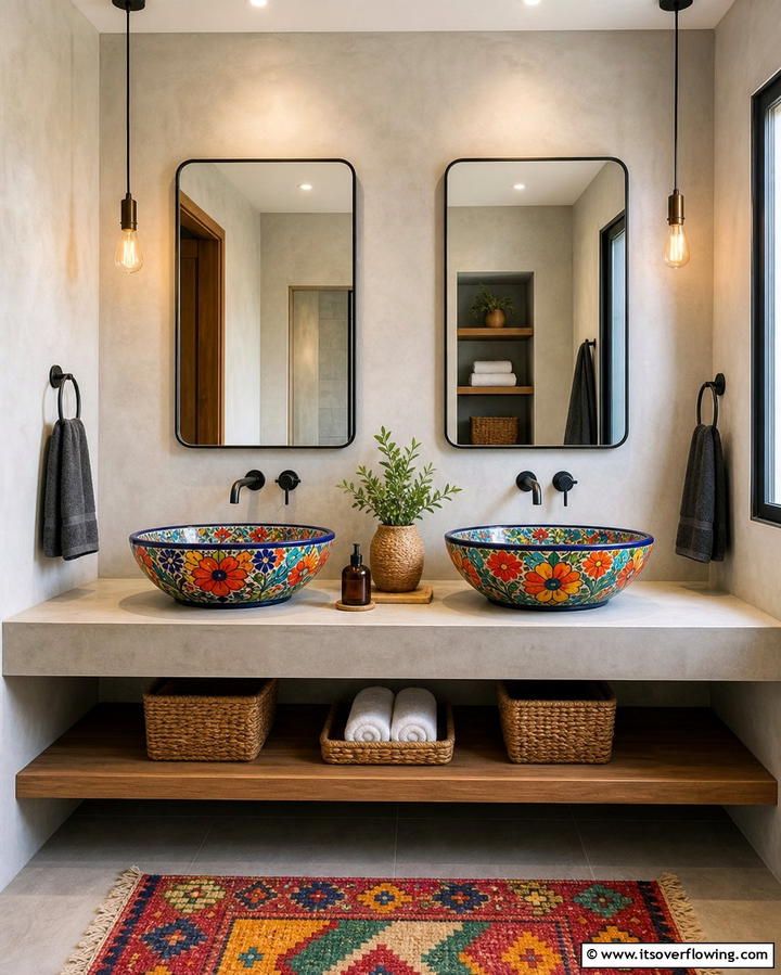 Colorful Sink Basins - 25 Mexican Bathroom Ideas for a Vibrant and Cultural Space