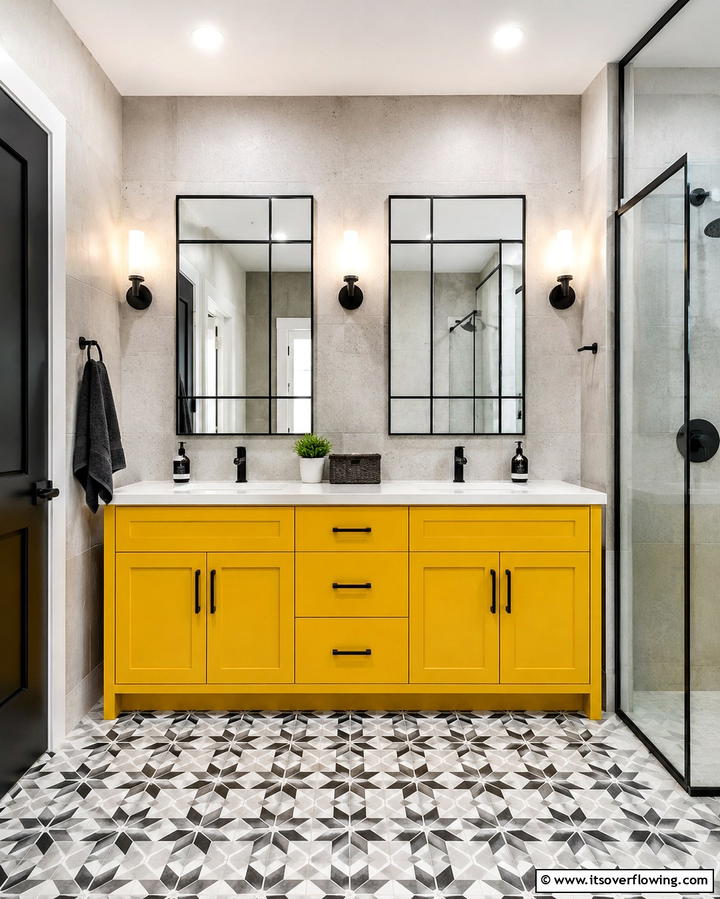 Colorful Sink Fixtures - 30 Bold Colorful Bathroom Designs to Energize Your Morning Routine