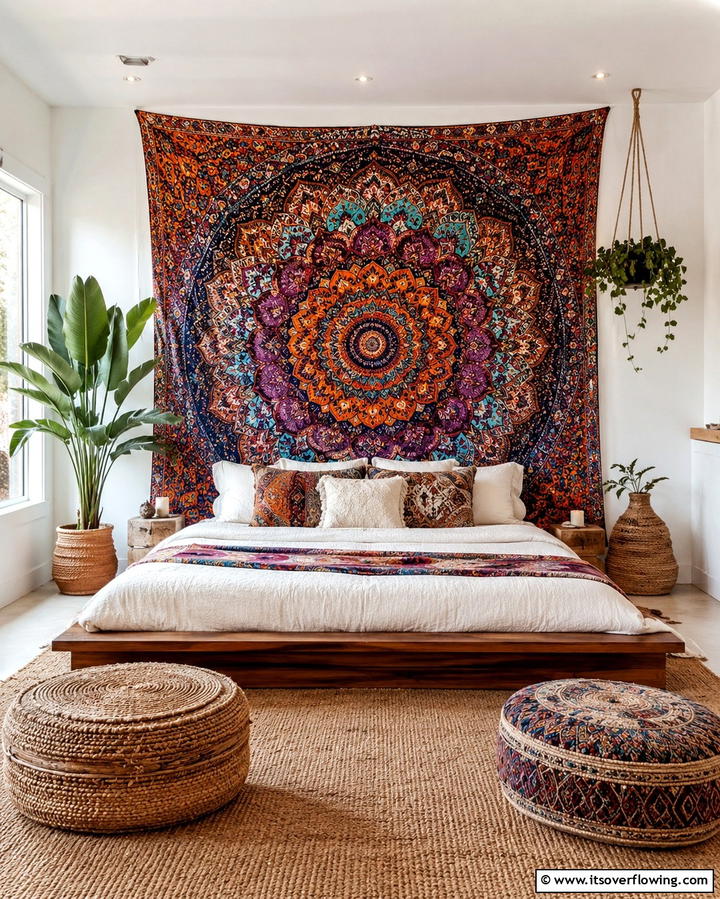 Colorful Tapestries as Wall Art - 30 Eclectic Bohemian Maximalist Decor Ideas for Vibrant Homes