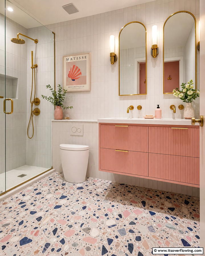 Colorful Terrazzo Flooring - 25 Small Bathroom Flooring Ideas for Stylish and Durable Floors