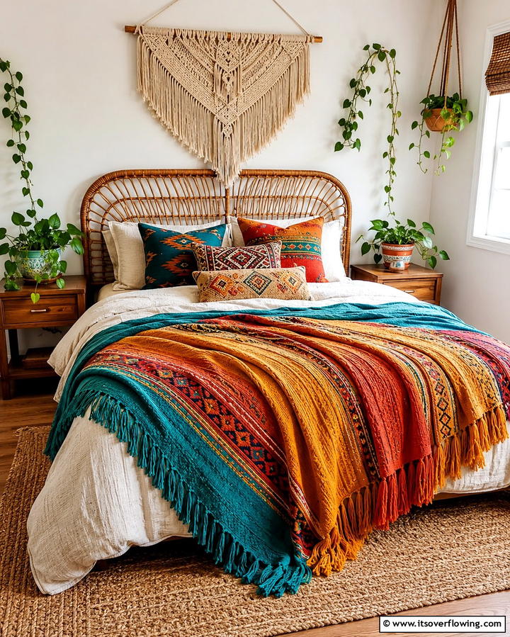 Colorful Throw Blankets - 30 Eclectic Boho Decor Ideas for a Free-Spirited Home Vibe