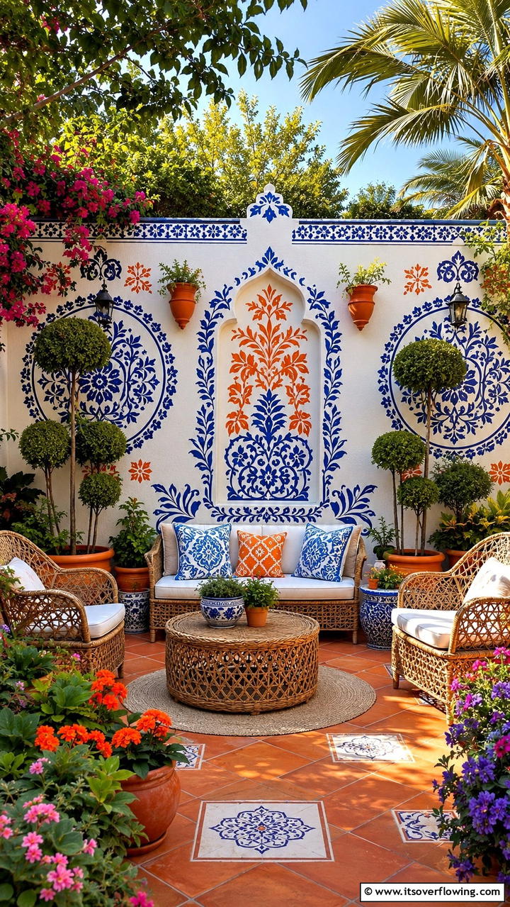 Colorful Tile Mural - 30 Garden Wall Ideas for Vertical Planting and Privacy Screens
