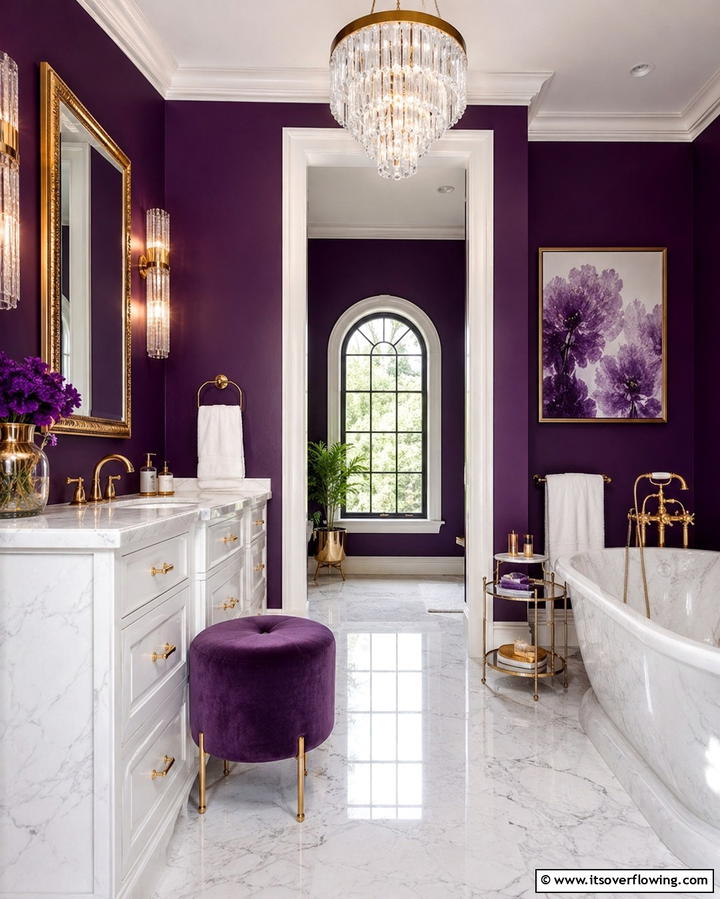 Colorful Window Treatments - 30 Bold Colorful Bathroom Designs to Energize Your Morning Routine