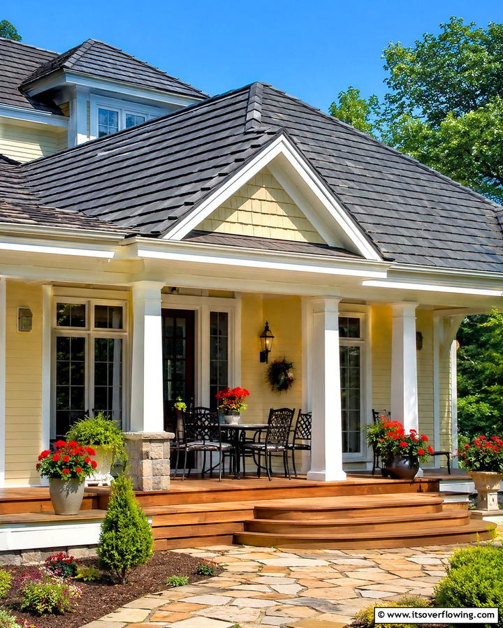 Combination Roof for Versatility - 25 Front Porch Roof Ideas- Enhance Your Home’s Curb Appeal
