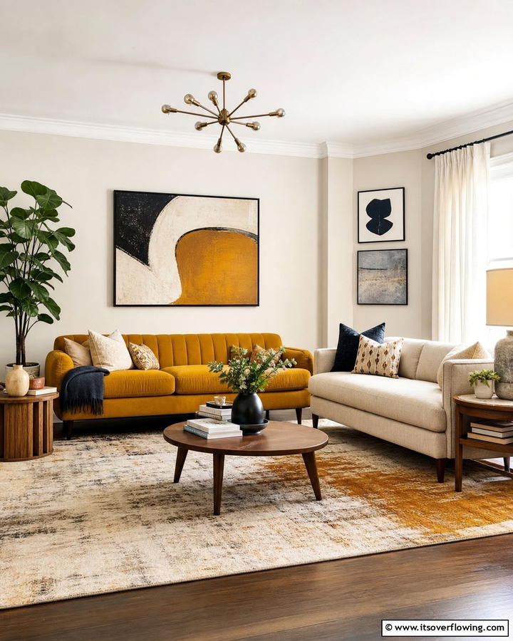 Combine Bold and Neutral Tones - 20 Mismatched Sofas in Living Room Ideas for Eclectic Style