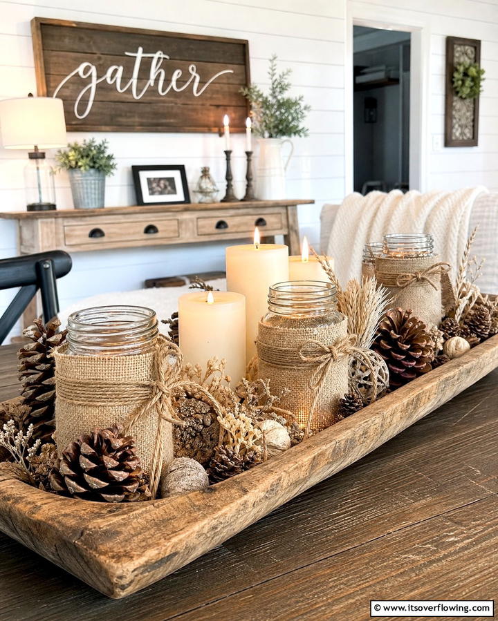 Combine Candles with Rustic Elements - 25 Decorating With Candles Ideas for a Warm and Inviting Home