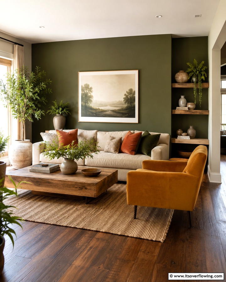 Combine with Earthy Tones - 25 Dark Brown Floor Living Room Ideas for Warmth