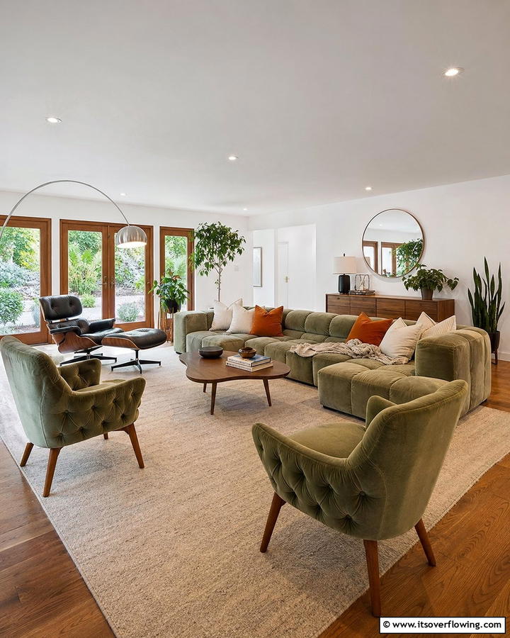 Comfort Driven Seating - 21 Mid-Century Modern Living Room Ideas- Timeless Style