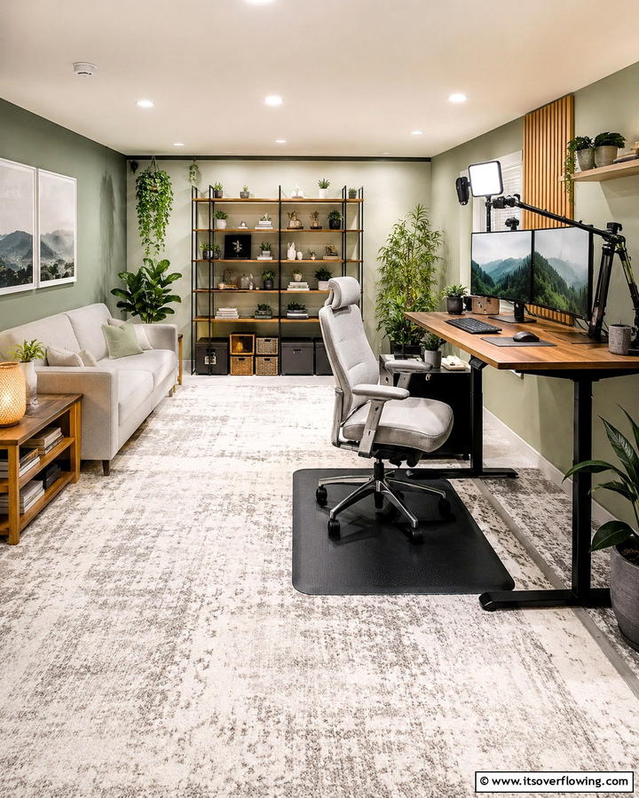 Comfort Focused Ergonomic Studio - 30 Basement Office Ideas for Productive Below-Ground Workspaces
