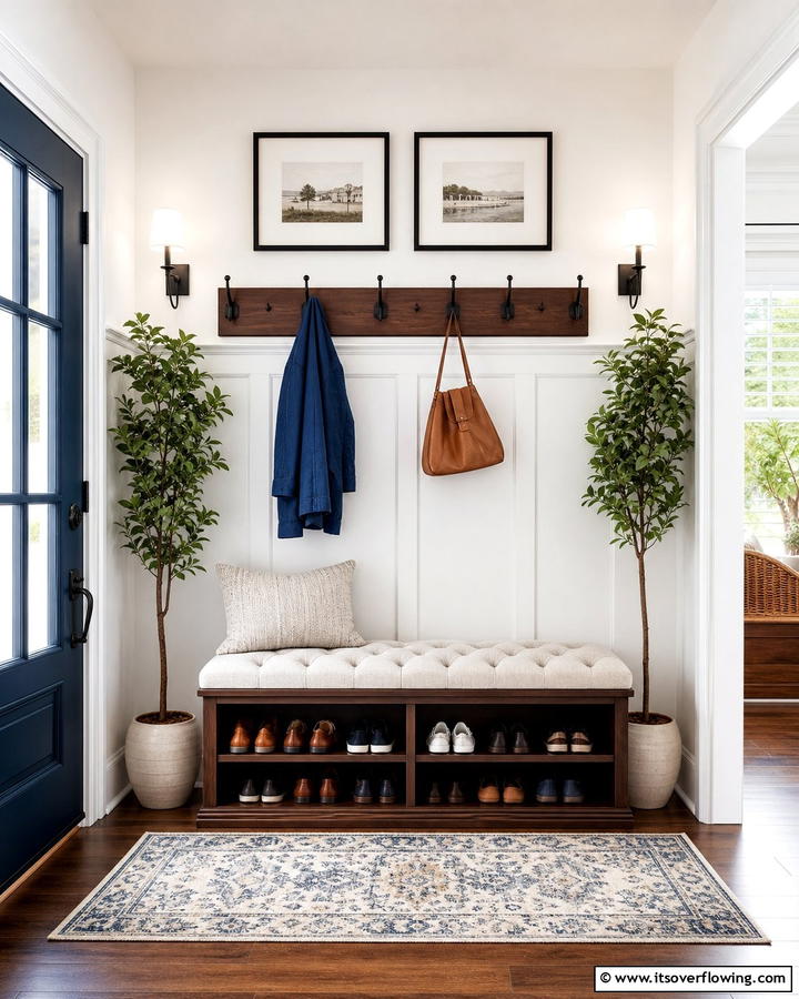 Comfortable Entry Bench - 21 Entryway Ideas to Create a Welcoming First Impression