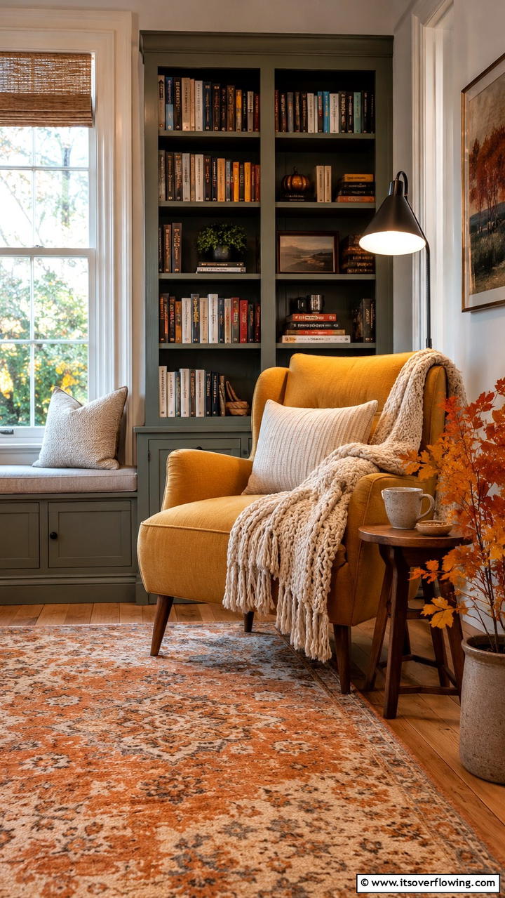 Comfortable Reading Nooks - 30 Cozy Fall Living Room Ideas to Embrace Autumn Vibes
