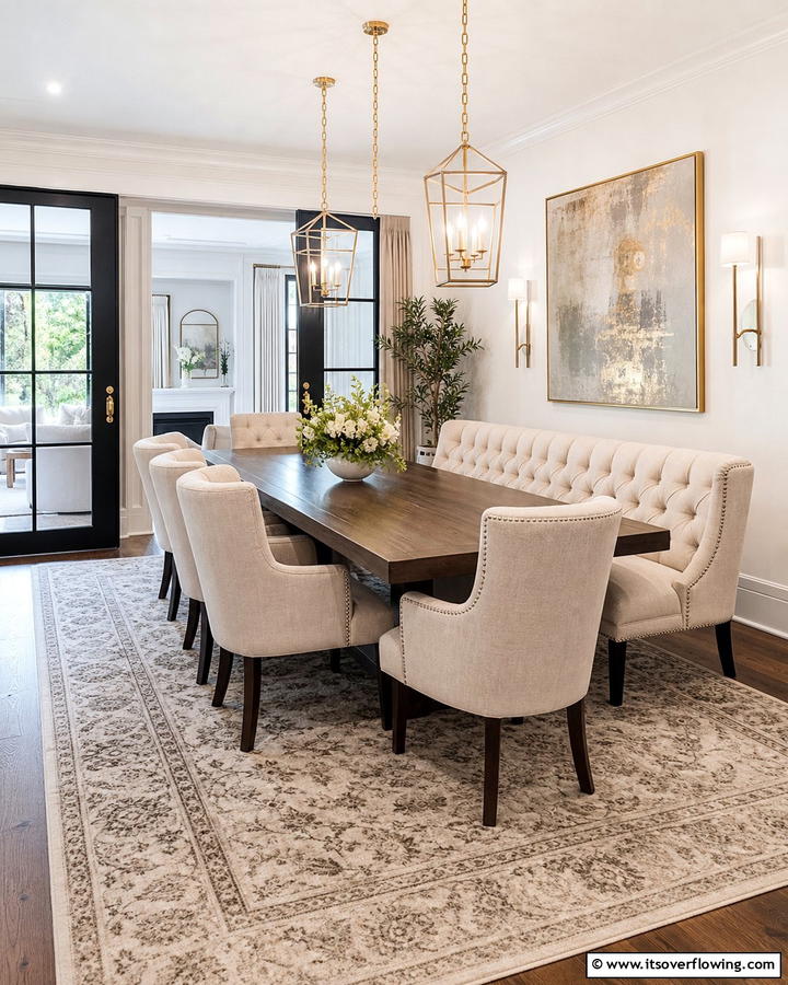 Comfortable Seating Options - 30 Transitional Dining Room Ideas Blending Modern and Classic