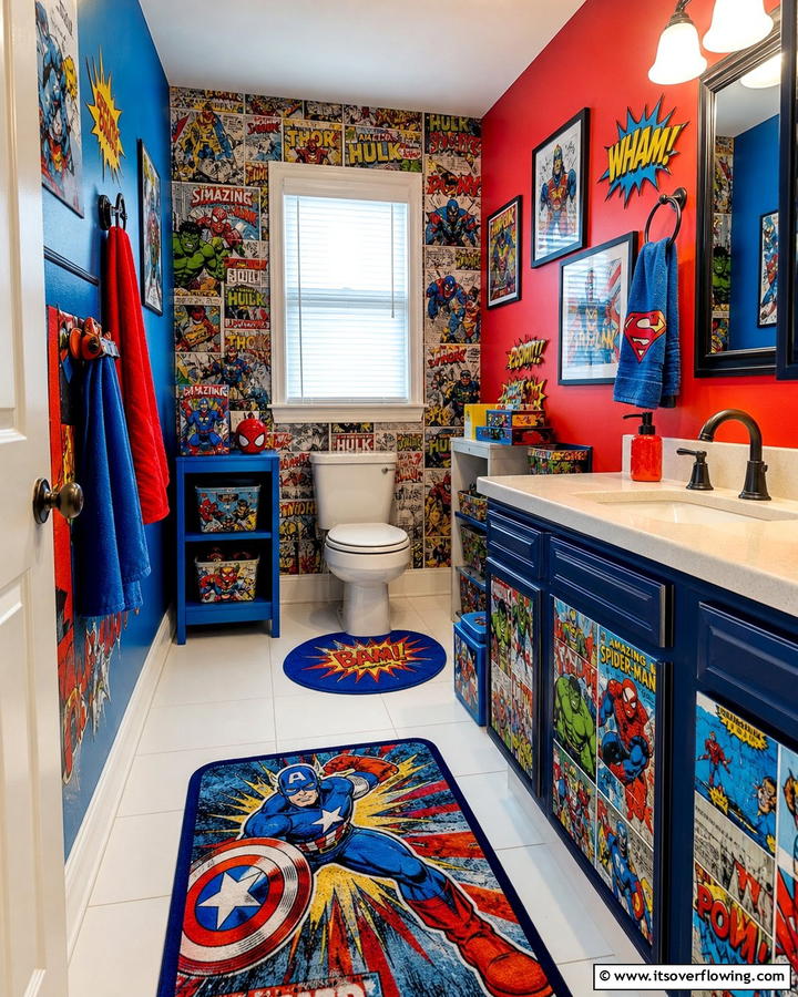 Comic Book Hero Haven - 25 Boy Bathroom Ideas for a Fun and Functional Space