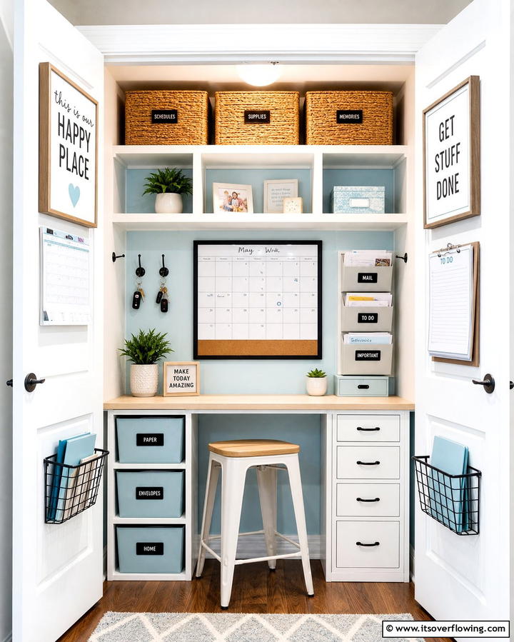 Command Center in a Closet - 25 Command Center Ideas to Organize Your Home and Life