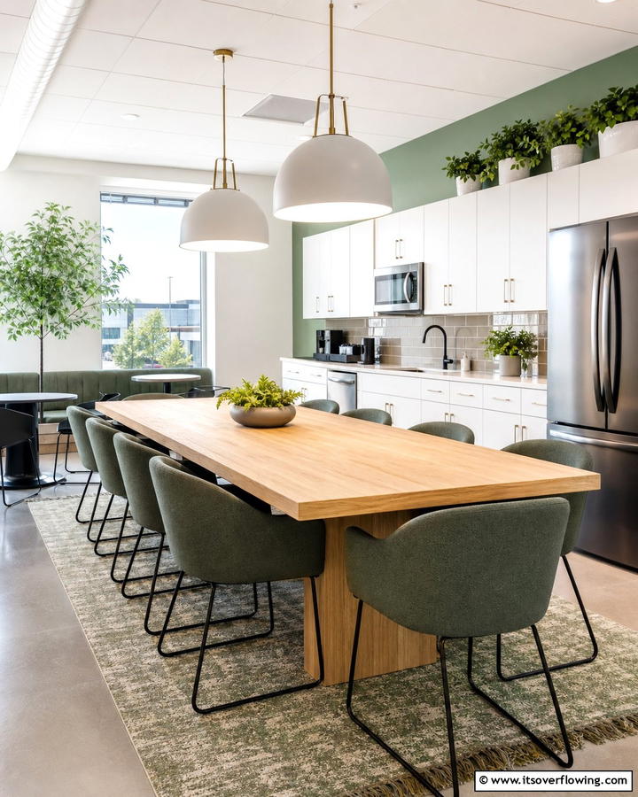 Communal Dining Table - 20 Office Kitchen Ideas to Maximize Your Workspace