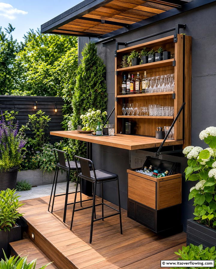 Compact Bar Setup - 25 Small Deck Ideas to Maximize Your Outdoor Living Space
