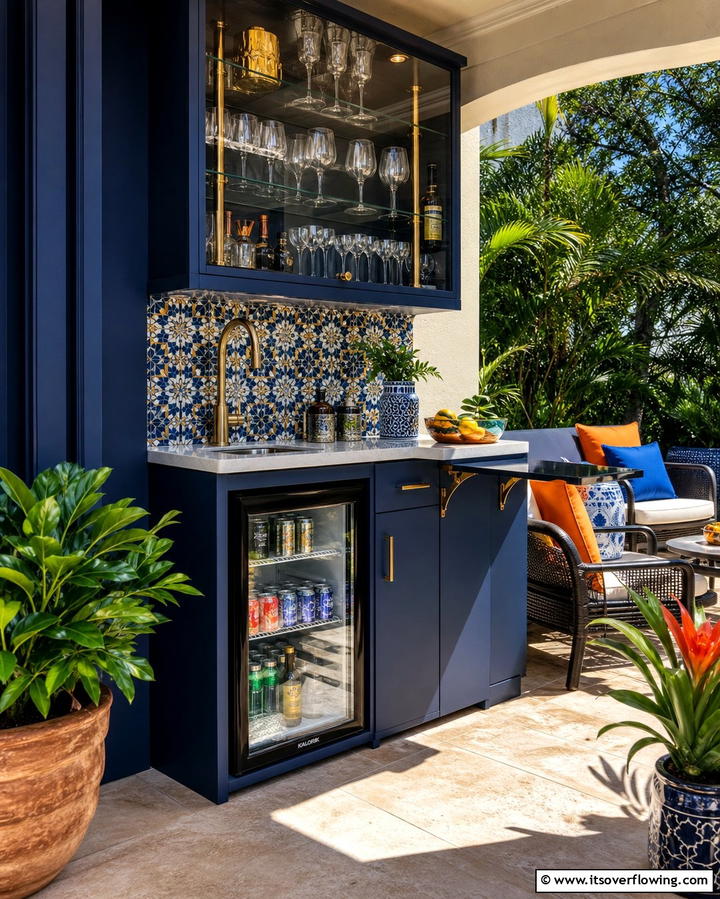 Compact Beverage Station - 21 Small Outdoor Kitchen Designs for Compact Entertaining