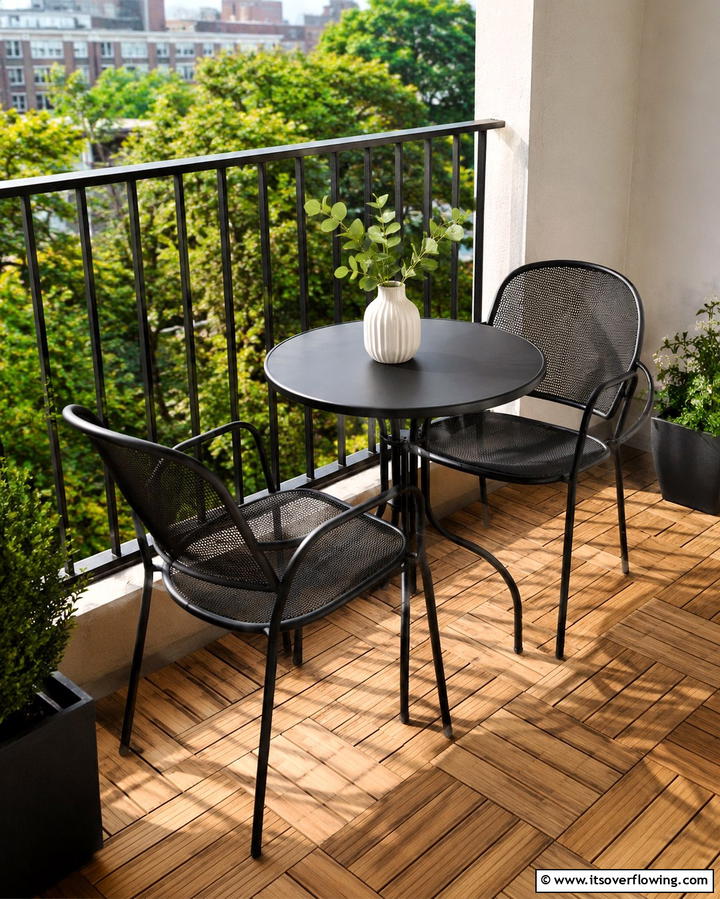 Compact Black Bistro Set - 30 Inviting Black Porch Ideas for a Modern Outdoor Oasis