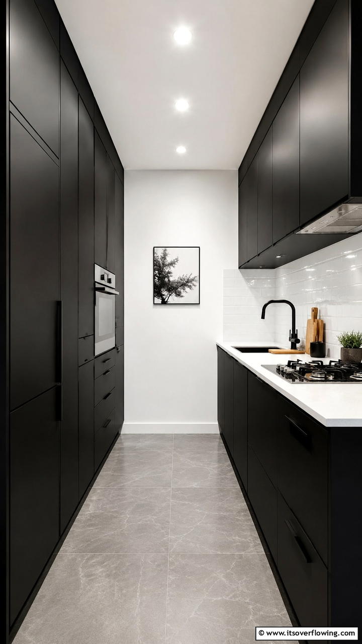 Compact Black Cabinets for Small Kitchens - 30 Black Kitchen Cabinet Ideas for Bold Modern Spaces