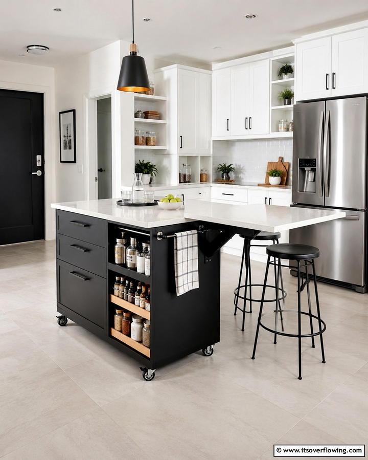 Compact Black Island for Small Kitchens - 25 Sleek Black Kitchen Island Ideas for a Modern Kitchen