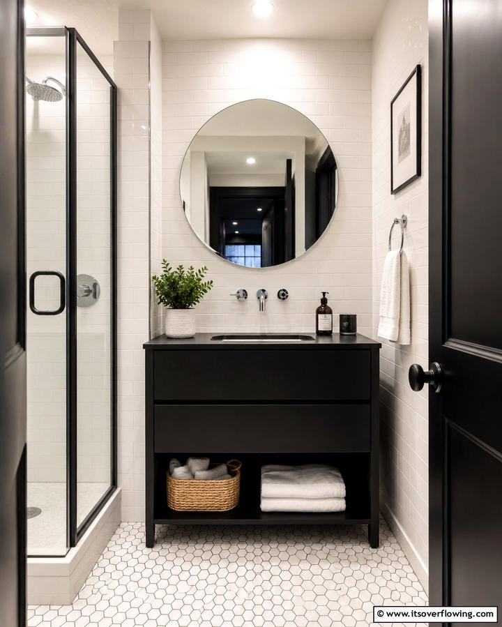 Compact Black Vanity for Small Bathrooms - 25 Black Vanity Bathroom Ideas for a Sleek and Stylish Look