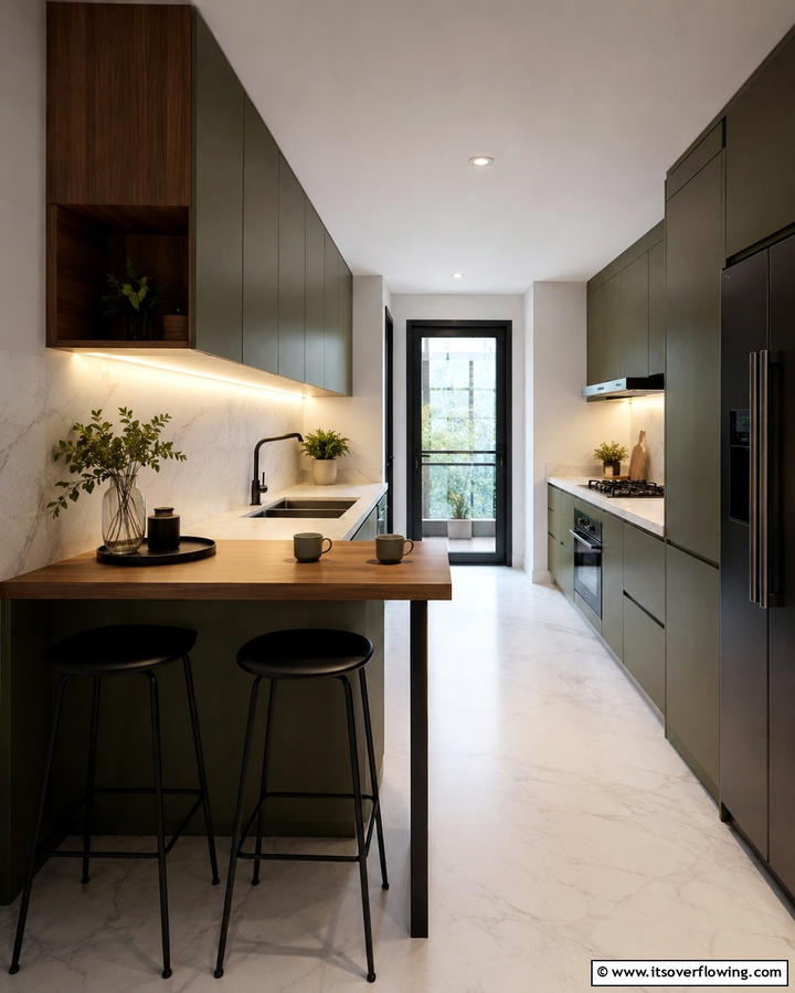 Compact Breakfast Counter - 30 Parallel Modular Kitchen Designs for Efficient Cooking