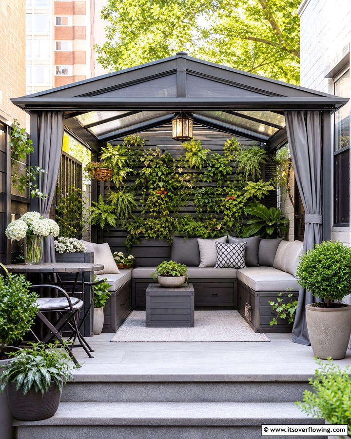 Compact City Patio - 21 Gazebo Patio Ideas for Shaded Outdoor Entertaining Spaces