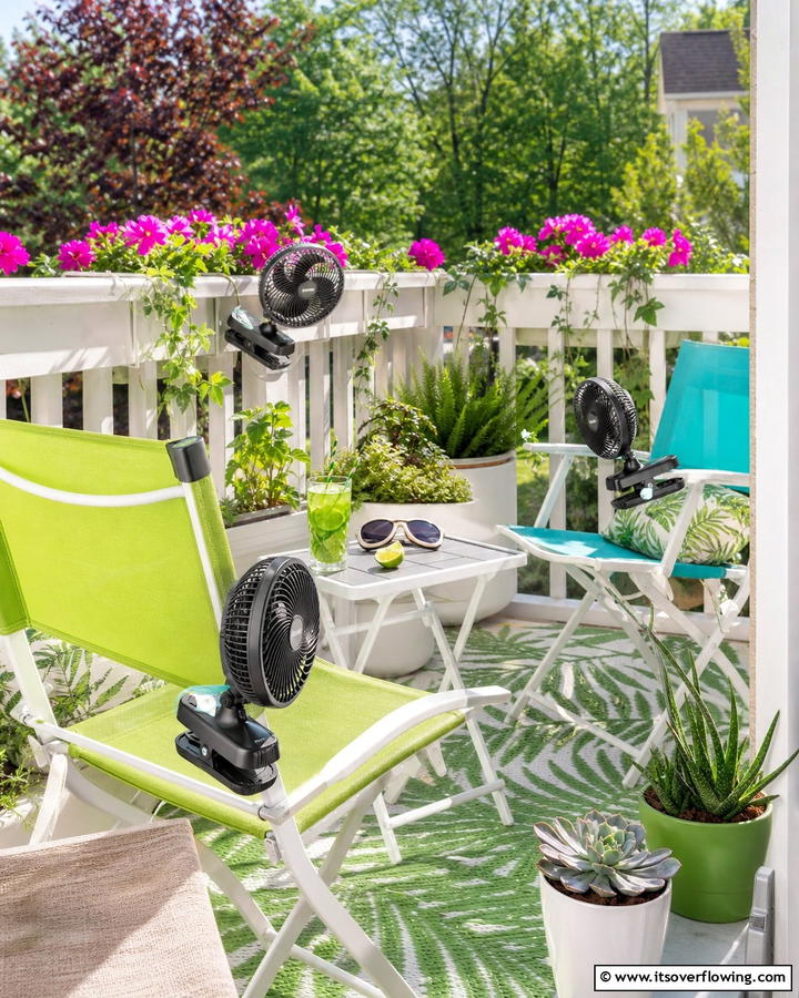 Compact Clip On Fans for Portable Cooling - 20 Patio Fan Ideas to Keep Your Outdoor Space Cool