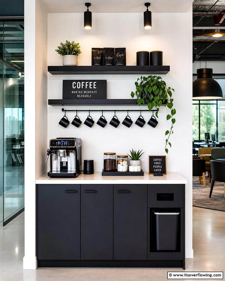 Compact Coffee Station - 20 Office Kitchen Ideas to Maximize Your Workspace