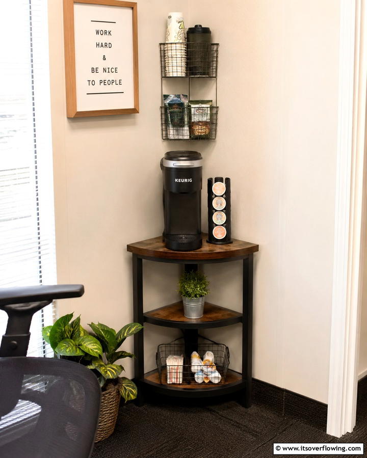 Compact Corner Coffee Station - 25 Office Coffee Station Ideas to Boost Your Productivity