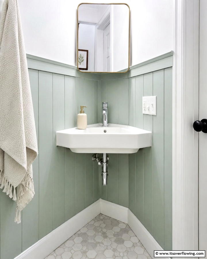 Compact Corner Sink - 25 Small Powder Room Ideas for Stylish Spaces