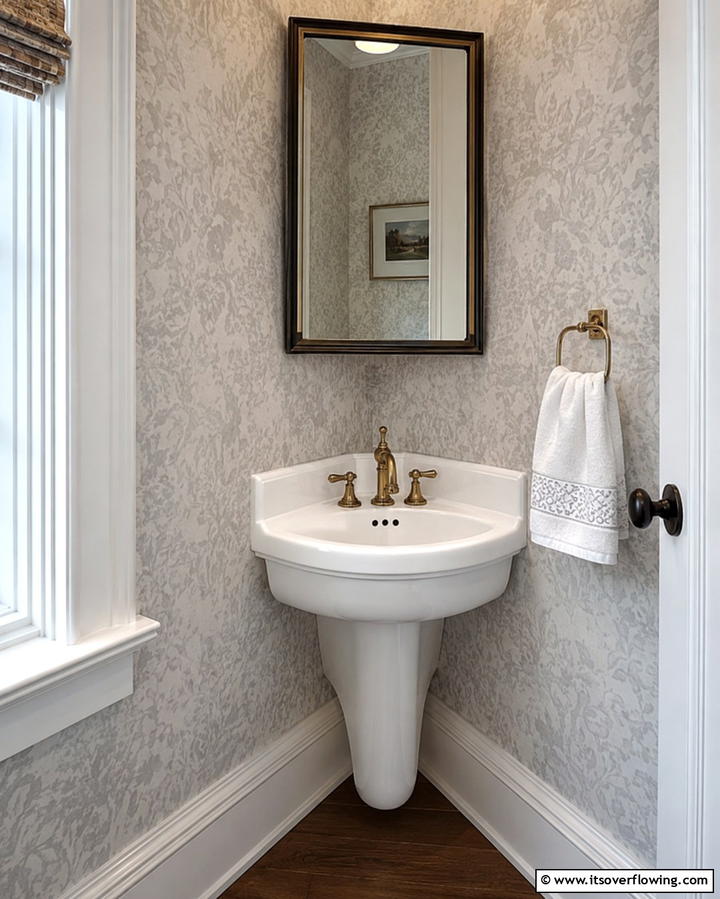 Compact Corner Sinks - 25 Small Powder Room Ideas for Stylish Spaces