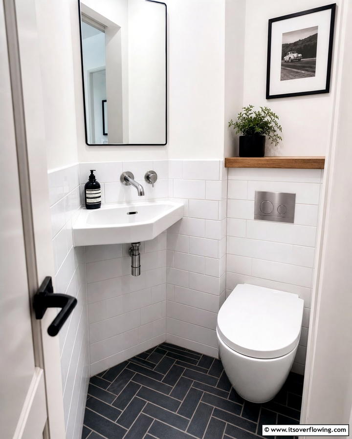 Compact Corner Sinks - 25 Downstairs Toilet Ideas for Small Spaces