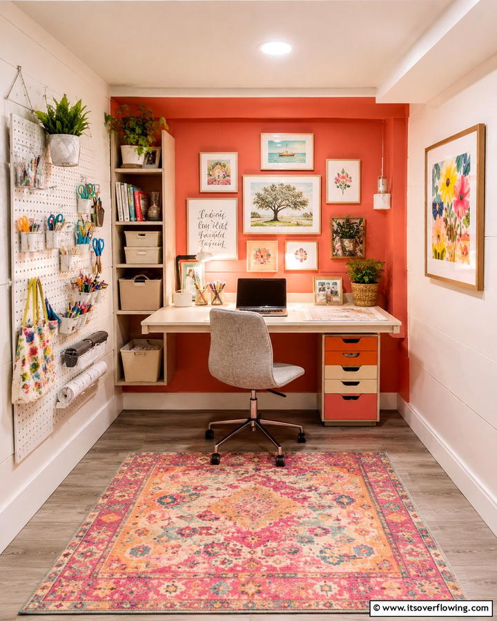 Compact Creative Nook - 30 Basement Office Ideas for Productive Below-Ground Workspaces
