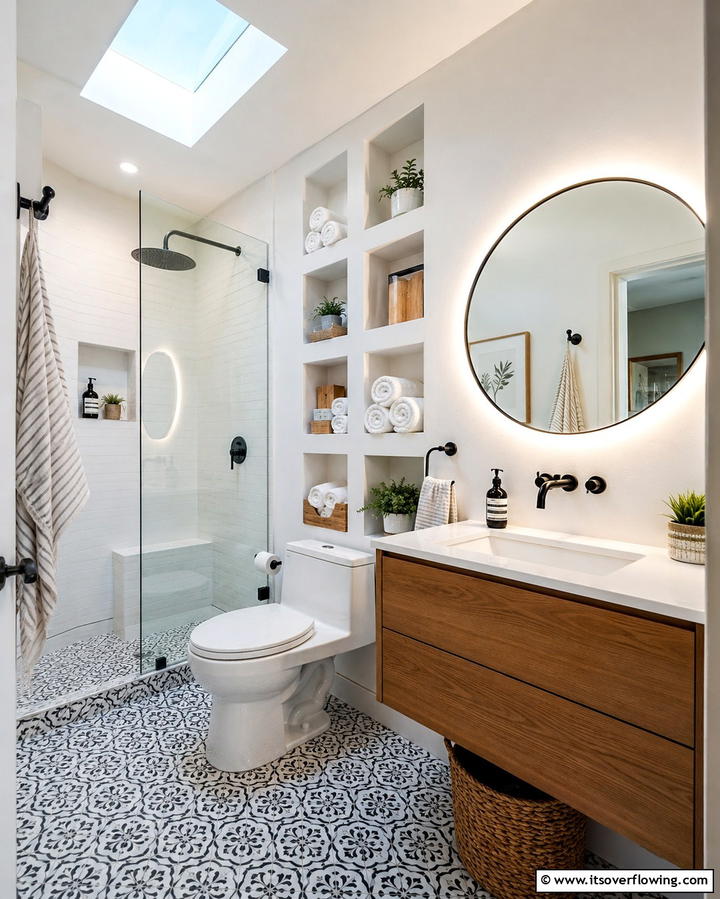 Compact Cubby Shelves - 30 Small Bathroom Shelving Ideas for Smart Storage