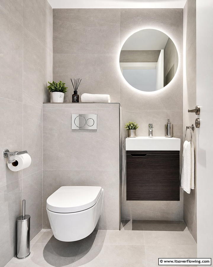 Compact Dual Flush System - 25 Downstairs Toilet Ideas for Small Spaces