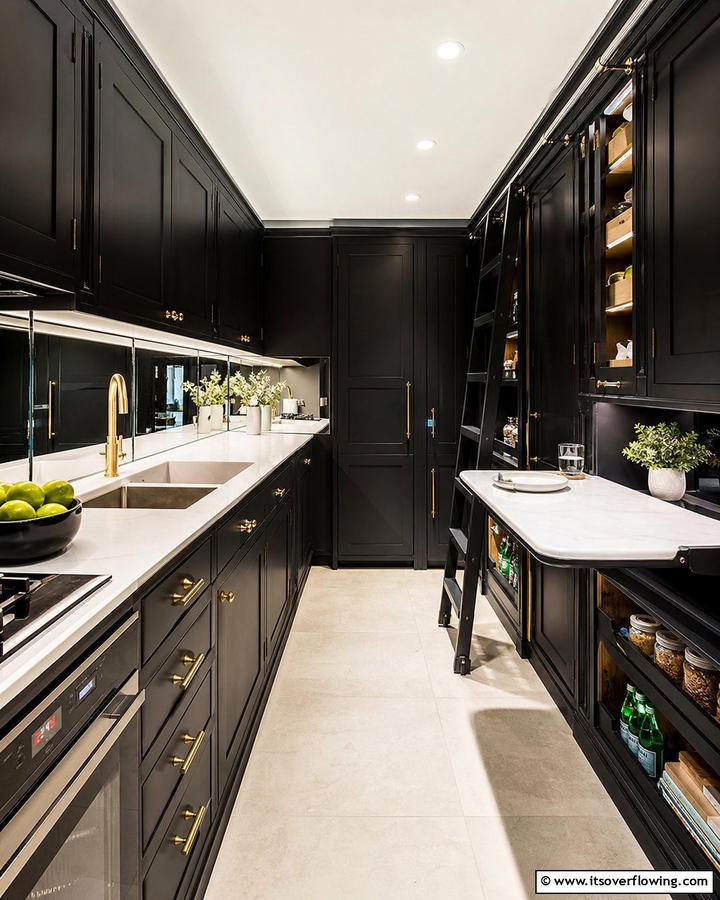 Compact Efficiency - 30 Kitchens With Black Cabinets for Bold Elegance
